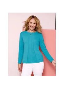 Strickpullover Classic Basics "Pullover", Damen, Gr. 46, t&uuml;rkis, 100% Baumwolle, unifarben, Pullover Strickpullover