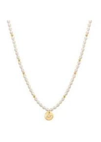 Perlenkette YOKOAMII "Y106", gelbgold, Halsketten, Damen, 46,5cm Basiskette + 5,0cm Verl&auml;ngerung, Perlenkette, mit Perle