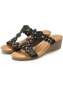 Pantolette Vivance "Mule, Sommerschuh, Sandale", Damen, Gr. 36, schwarz, Obermaterial: 100% Synthetik. Decksohle: 100% Textilmaterial. Futter: 100% Lederimitat. Laufsohle: 100% Synthetik, Glitzer, mehrfarbig, Schuhe Pantolette, mit Keilabsatz und modischen Glitzerdetails