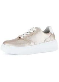 Sneaker Gabor "Sneaker low Materialmix Leder", Damen, Gr. 39, gold, Schuhe Sneaker