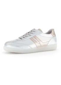 Sneaker Gabor "Sneaker low Effektleder", Damen, Gr. 40, silber, Schuhe Sneaker