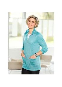 Longshirt Classic Basics "Longshirt", Damen, Gr. 42, blau (ozean, meliert), 95% Polyester, 5% Elasthan, meliert, Shirts Longshirt