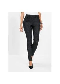 Jeansjeggings bonprix "Jeggings mit Leo-Druck", Damen, Gr. 40/42 (M), N-Gr, grau (grau, schwarz leo bedruckt), Obermaterial: 70% Baumwolle, 25% Polyester, 5% Elasthan, skinny fit, Jeans, Skinny Fit, aus Baumwolle, Polyester und Elasthan, mit Leo-Druck