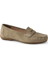 LANDS' END Veloursleder-Loafer im Autoschuh-Design, Damen,  Beige, Rauleder, by Lands' End
