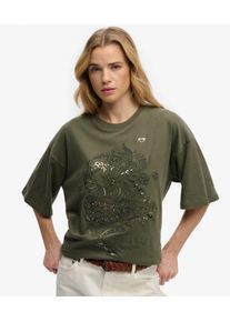 Superdry Damen Tattoo Verziertes OverGr&ouml;&szlig;ed T-shirt Green - Gr&ouml;&szlig;e: 40 21024215023568MI019