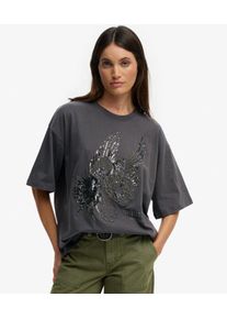 Superdry Damen Tattoo Verziertes OverGr&ouml;&szlig;ed T-shirt Dark Grey - Gr&ouml;&szlig;e: 42 2102421502356K6L020