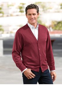 Cardigan Marco Donati, Herren, Gr. 48, rot (bordeaux), 100% Schurwolle, unifarben, Strickjacken Cardigan