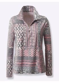 Langarmshirt Classic Basics "Winter-Shirt", Damen, Gr. 40, lila (mauve, grau, bedruckt), 100% Baumwolle, gemustert, mehrfarbig, ohne Ausschnitt, Shirts Langarmshirt