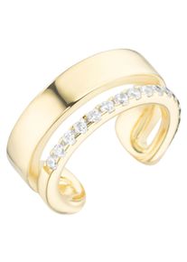 Ohrklemme Firetti "Schmuck Geschenk Silber 925 Ear Cuff in zweireihiger Optik", gold (gelbgoldfarben, kristallwei&szlig;, kristallwei&szlig;), Ohrringe, Damen, Silber 925 (Sterlingsilber), Ohrklemme, mit Zirkonia (synth.)