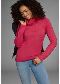 Rollkragenpullover Kangaroos, Damen, Gr. 32/34, pink (pink, melange), Strick, Obermaterial: 60% Baumwolle, 40% Polyacryl, meliert, unifarben, figurbetont h&uuml;ftbedeckend, Rippb&uuml;ndchen, Pullover Rollkragenpullover, mit Schalkragen, Langarm, Warm & Kuschelig