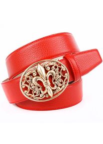 Lederg&uuml;rtel Anthoni Crown, Herren, Gr. 95, rot, Leder, unifarben, G&uuml;rtel Lederg&uuml;rtel, mit Lilien Emblem