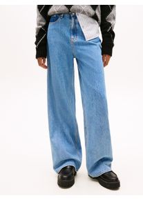 Loose-fit-Jeans Tommy Jeans "CLAIRE HR WD", Damen, Gr. 30, L&auml;nge 30, denim light, Denim/Jeans, Obermaterial: 99% Baumwolle, 1% Elasthan, Abriebeffekte, weit kn&ouml;chellang, Jeans Loose-fit-Jeans