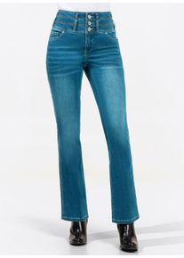 5-Pocket-Jeans Inspirationen, Damen, Gr. 25, Kurzgr&ouml;&szlig;en, blau (blau, stone, washed), 56% Baumwolle, 19% Polyester, 14% Lyocell, 10% Viskose, 1% Elasthan, unifarben, lang, Jeans 5-Pocket-Jeans