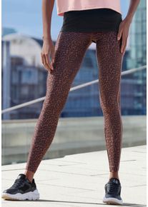 active by Lascana Funktionsleggings LASCANA ACTIVE, Damen, Gr. L (44/46), N-Gr, braun, Obermaterial: 85% Polyester, 15% Elasthan, figurbetont lang, Hosen Funktionsleggings, mit Animal Print, Topseller