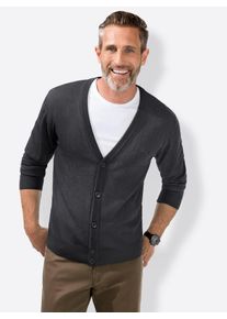 Cardigan Marco Donati, Herren, Gr. 62, grau (anthrazit, meliert), 100% Schurwolle, unifarben, Strickjacken Cardigan