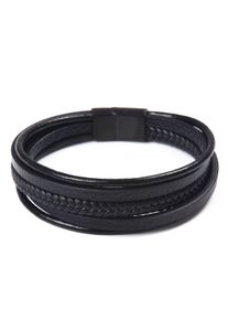 Lederarmband Firetti "im maskulinen Design, mehrreihig, teilweise geflochten", schwarz, Armb&auml;nder, Herren, 23cm, Edelstahl Leder, Edelstahl, Leder, Lederarmband