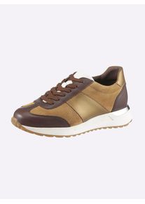 Sneaker Heine, Damen, Gr. 41, braun, camel, Glattleder, Leder, Rindsleder, Veloursleder, Schuhe Sneaker