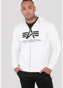 Kapuzensweatjacke Alpha Industries "BASIC ZIP HOODY", Herren, Gr. M, wei&szlig;, angeraute Sweatware, Obermaterial: 80% Baumwolle, 20% Polyester, bedruckt, normal normal, Rundhals, eingesetzt Rippb&uuml;ndchen, Sweatjacken Kapuzensweatjacke, Baumwollmischung, regular fit