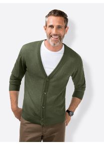 Cardigan Marco Donati, Herren, Gr. 58, gr&uuml;n (khaki), 100% Schurwolle, unifarben, Strickjacken Cardigan