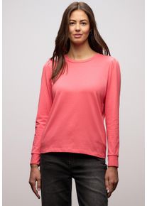 Langarmshirt Street One, Damen, Gr. 34, striking coral, Jersey, Obermaterial: 95% Baumwolle, 5% Elasthan, unifarben, normal h&uuml;ftbedeckend, Rundhals, B&uuml;ndchen, Shirts Langarmshirt, mit Raffung an der Schulter