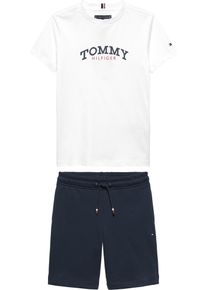 Shirt & Shorts Tommy Hilfiger "MONOTYPE GRAPHIC TEE SHORT SET", Jungen, Gr. 8 (128), wei&szlig;, Jersey, Obermaterial: 80% Baumwolle, 20% Polyester, unifarben, KOB Set-Artikel Shirt & Shorts, Kinder bis 16 Jahre, Druck, regular fit