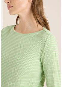 Langarmshirt Cecil, Damen, Gr. S (38), bamboo gr&uuml;n, Jersey, Obermaterial: 95% Baumwolle, 5% Elasthan, gestreift, gerade h&uuml;ftbedeckend, Rundhals, Shirts Langarmshirt, mit Streifen-Muster