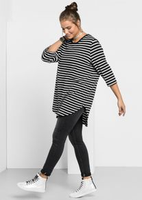 Jeansleggings sheego, Damen, Gr. 46, Normalgr&ouml;&szlig;en, schwarz (schwarz denim), 37% Viskose, 34% Baumwolle, 27% Polyester, 2% Elasthan, unifarben, lang, Jeans Jeansleggings