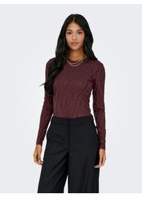 Langarmshirt Only "ONLZELE L/S ROUNDNECK TOP JRS", Damen, Gr. XL, decadent chocolate aop:jose zebra, Jersey, Obermaterial: 95% Polyester, 5% Elasthan, bedruckt, slim fit normal, Rundhals, Shirts Langarmshirt
