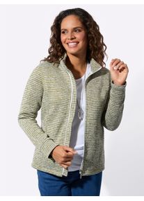 Fleecejacke Casual Looks, Damen, Gr. 38, schilf, meliert, 100% Polyester, Besatz:8% Elasthan, 92% Polyester, meliert, Jacken Fleecejacke