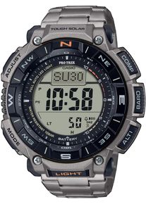Chronograph Casio PRO TREK, silber (titansilberfarben), Armbanduhren, Herren, Chronograph, Quarzuhr, Armbanduhr, Herrenuhr, Solar, Stoppfunktion, Weltzeit