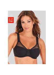 Minimizer-BH Nuance, Damen, Gr. 80, Cup F, schwarz, Jersey, Obermaterial: 90% Baumwolle, 5% Elasthan, 5% Polyamid, BHs Minimizer-BH, mit B&uuml;gel und gepunktetem Netzeinsatz