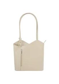 Cityrucksack CLUTY, Damen, Gr. B/H/T: 29cm x 28cm x 9cm, onesize, beige, Leder, Rindsleder, beschichtet, leicht gl&auml;nzend, Rucks&auml;cke Cityrucksack, echt Leder, Made in Italy