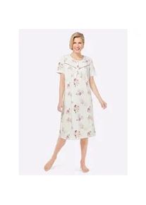 w&auml;schepur Nachthemd W&Auml;SCHEPUR "Nachthemd", Damen, Gr. 48/50, Normalgr&ouml;&szlig;en, beige (champagner, bedruckt), 100% Baumwolle, gebl&uuml;mt, gemustert, Kleider Nachthemd