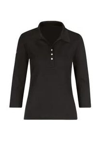 Poloshirt TRIGEMA "TRIGEMA Poloshirt mit Kristallsteinen", Damen, Gr. XXL, schwarz, Feinstrick, 95% Baumwolle, 5% Elasthan, normal, ohne Ausschnitt, Shirts