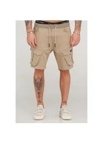 Shorts behype "STANLAY", Herren, Gr. S, EURO-Gr&ouml;&szlig;en, beige, 74% Polyester, 24% Viskose, 2% Elasthan, Hosen Shorts, mit modischen Cargotaschen