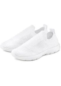 Sneaker Lascana, Damen, Gr. 36, wei&szlig;, Obermaterial: 100% Textilmaterial. Decksohle: 100% Textilmaterial. Futter: 100% Textilmaterial. Laufsohle: 100% Synthetik, unifarben, Basic, Schuhe Socksneaker Sneaker low Slip-on-Sneaker, Slipper, Halbschuh ultraleicht und zum Reinschl&uuml;pfen VEGAN