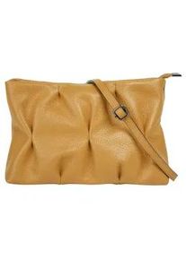 Umh&auml;ngetasche CLUTY, Damen, Gr. B/H/T: 24cm x 20cm x 5cm onesize, gelb, Leder, leicht gl&auml;nzend, unifarben, Taschen Umh&auml;ngetasche, echt Leder, Made in Italy