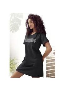 Bigshirt Kangaroos, Damen, Gr. 36/38, schwarz, Single Jersey, Obermaterial: 100% Baumwolle, bedruckt, l&auml;ssig geschnitten mini, Rundhals, Raglan&auml;rmel, Shirts Sleepshirt Nachthemd, mit Slogan-Frontdruck