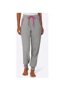 Relaxhose feel good, Damen, Gr. 40/42, Normalgr&ouml;&szlig;en, grau (grau, pink), 60% Baumwolle, 40% Polyester, unifarben, Hosen Relaxhose