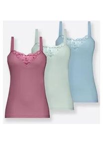 w&auml;schepur Achselhemd W&Auml;SCHEPUR, Damen, Gr. 42, 3 Stk., Normalgr&ouml;&szlig;en, bunt (beere, bleu, mint), 100% Baumwolle, Unterhemden