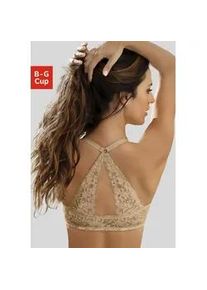 Schalen-BH Lascana "Premium Dessous", Damen, Gr. 95, Cup B, braun (caramel), Spitze, Obermaterial: 85% Polyamid (TACTEL), 15% Elasthan (LYCRA), BHs Schalen-BH, mit wundersch&ouml;nem Spitzenr&uuml;cken und Vorderverschluss, Dessous