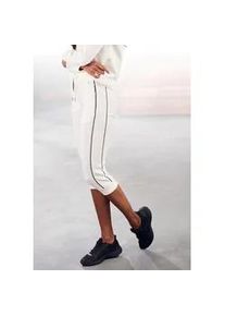 H.I.S. Caprihose H.I.S, Damen, Gr. 48/50, N-Gr, beige (ecru), Interlock, Obermaterial: 60% Baumwolle, 40% Polyester, unifarben, Basic, bequem kniebedeckend, Hosen Caprihose, mit seitlichen Piping, Loungewear