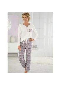 w&auml;schepur Schlafanzug W&Auml;SCHEPUR, Damen, Gr. 40/42, wei&szlig; (wei&szlig;, bedruckt), 100% Baumwolle, Homewear-Sets Schlafanzug