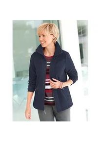 Fleecejacke Casual Looks, Damen, Gr. 44, blau (marine), 100% Polyester, unifarben, figurumspielend, Jacken Fleecejacke