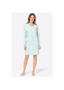 w&auml;schepur Nachthemd W&Auml;SCHEPUR "Langarm-Sleepshirts", Damen, Gr. 40/42, Normalgr&ouml;&szlig;en, gr&uuml;n (mint, mint, gestreift), 100% Baumwolle, Meliert:95% Baumwolle, 5% Viskose, gemustert, gestreift, meliert, unifarben, Kleider Nachthemd