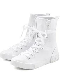 Stiefelette Lascana, Damen, Gr. 38, wei&szlig;, Obermaterial: 100% Textilmaterial. Decksohle: 100% Textilmaterial. Futter: 100% Textilmaterial. Laufsohle: 100% Synthetik, unifarben, Schuhe Stiefelette, im Combat Look, High Top Sneaker, Schn&uuml;rschuh, Textil-Boots