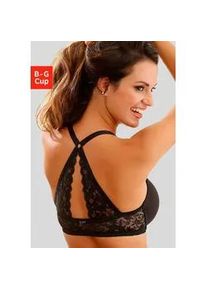 Schalen-BH Lascana "Premium Dessous", Damen, Gr. 80, Cup B, schwarz, Spitze, Obermaterial: 85% Polyamid (TACTEL), 15% Elasthan (LYCRA), BHs Schalen-BH, mit wundersch&ouml;nem Spitzenr&uuml;cken und Vorderverschluss, Dessous
