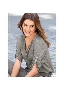 Kurzarmbluse Classic Basics, Damen, Gr. 48, grau, 100% Viskose, gemustert, unifarben, Rundhals, Blusen