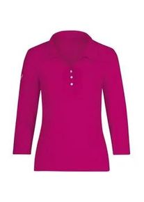 Poloshirt TRIGEMA "TRIGEMA Poloshirt mit Kristallsteinen", Damen, Gr. XL, pink (magenta), Feinstrick, 95% Baumwolle, 5% Elasthan, normal, ohne Ausschnitt, Shirts