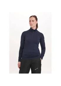 Langarmshirt WHISTLER "Blume", Damen, Gr. 40, blau (dunkelblau), 92% Polyester, 8% Elasthan, unifarben, normal, Shirts Langarmshirt, mit Rei&szlig;verschluss und Stehkragen